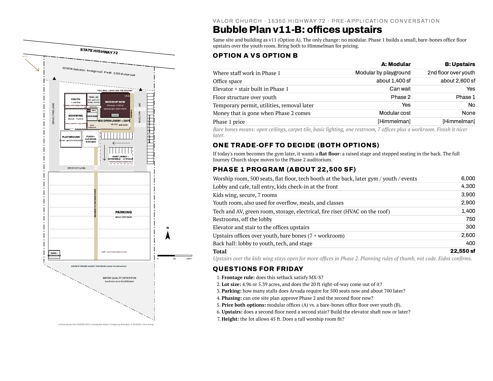 Bubble Plan v11-B, Option B site plan